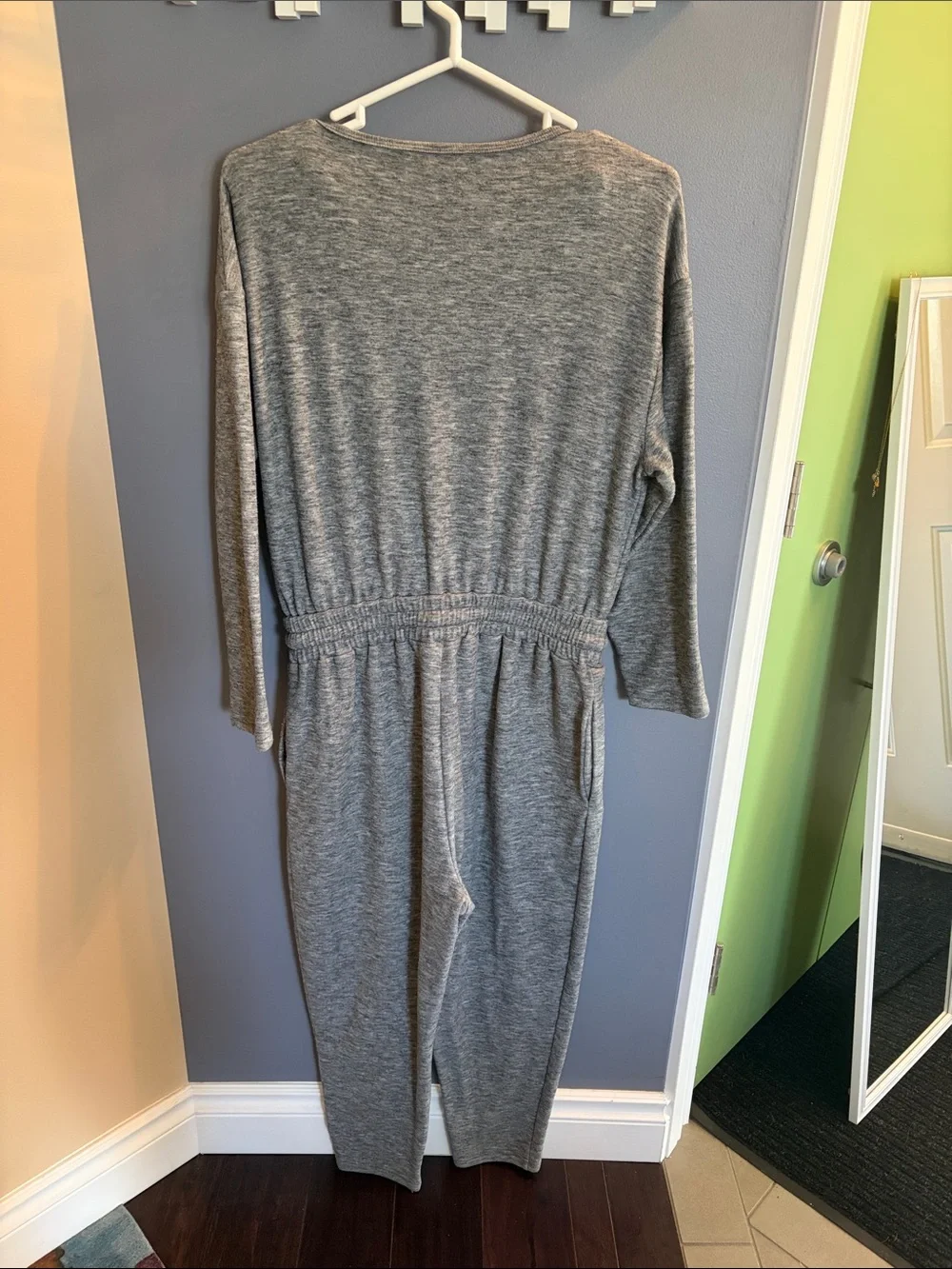 Smash + Tess Heather Gray V-Neck Knit Jumpsuit - Picture 2 of 4
